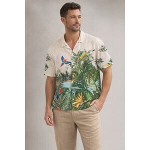 Guess Parrot Shirt Mens XXL Tropical Bird All Over Print Wrap Colorful Beach